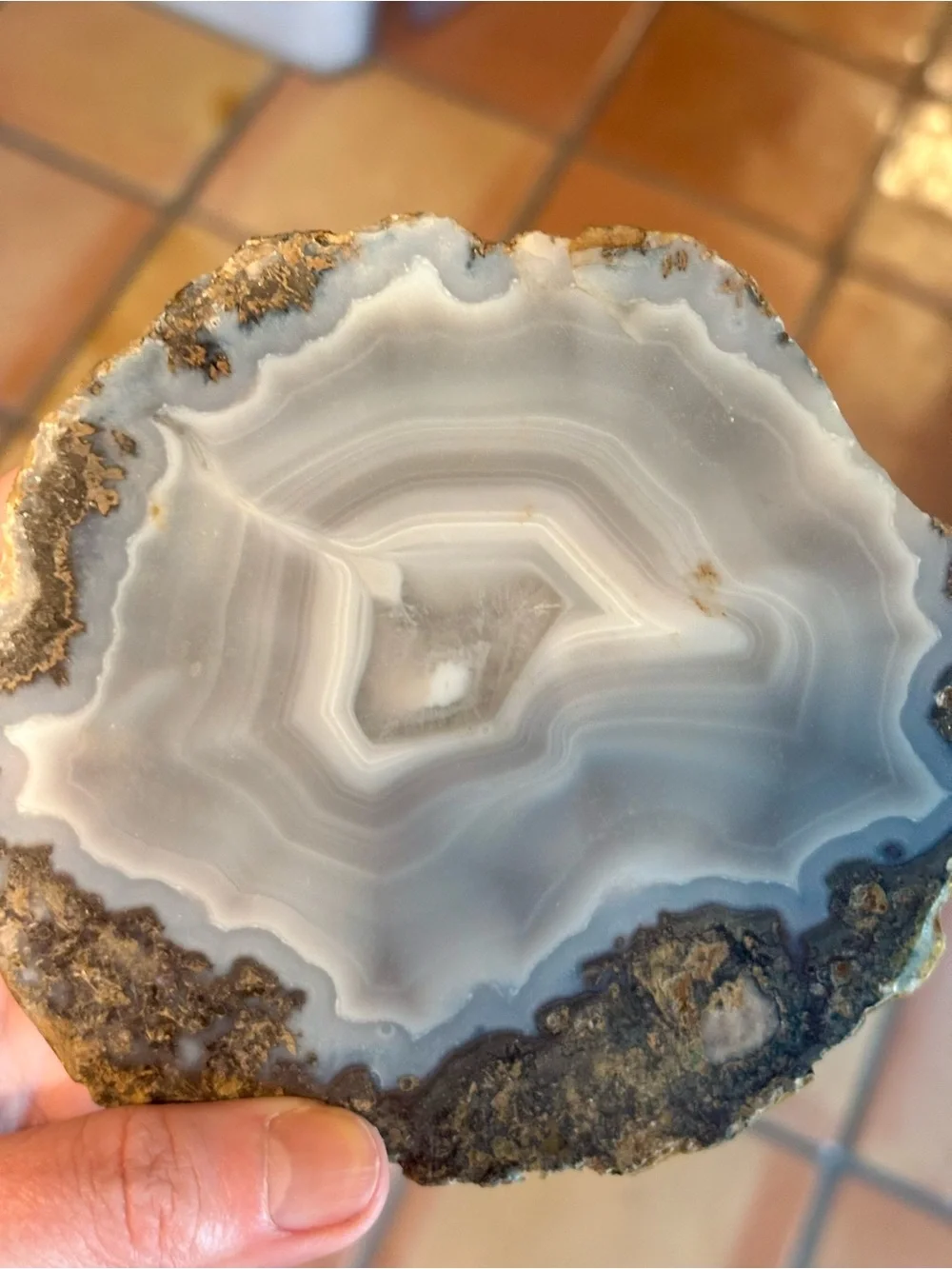 Natural Banded Agate Slab – Polished Display Specimen with Raw Edge 700g